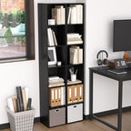 5 Cube Storage Organizer, Narrow Open Shelf Bookcase, Freestanding Low Display Bookshelf with Eco-Friendly Melamine Surface f