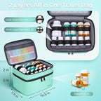 Mancro Dual Layers Medicine Organizer Bag, Pill Bottle Organizer Storage with Lockable Zipper, Medication Travel Bag for Pill