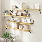 Floating Shelves with Black Metal Brackets Set of 2,30" Wx8 D Wall Mounted Shelves Floating Bookshelf,Hanging Storage Shelf f
