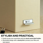 Bigso John Fiberboard Label Frame Desktop File Storage Box - Document Organizer for Important Paperwork - Durable Hanging Fil