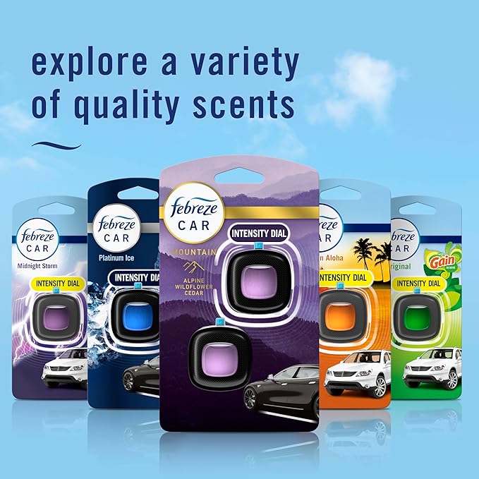 Febreze Car Mountain Scent Air Freshener Vent Clip,.07 oz,(Pack of 4)