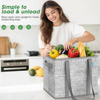 Fab totes Reusable Grocery Bags, Large Foldable Shopping Tote Bags with Reinforced Handles & Hard Bottom,8 Pack, Grey