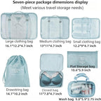 Travel packing cube bag 7 Piece Set, Travel cubes for packing hotor backpack,Suitcase Organizer Luggage Cubes with Wash Bag, 
