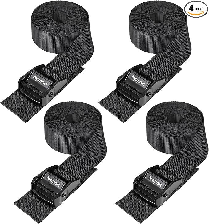 Ayaport 1.5 inches 8feet Cam Buckle Tie Down Lashing Straps with Adjustable Buckle 4 pcs