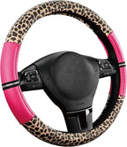 Road Comforts Leopard Steering Wheel Cover for Women, Cute Anti-Slip Microfiber Leather, Universal Fit 14.5-15 Inch Round Ste