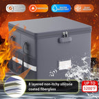 ENGPOW 5200°F File Box Fireproof Document Box with Lock,Heat Insulated Collapsible File Storage Organizer Box with Handle,Por