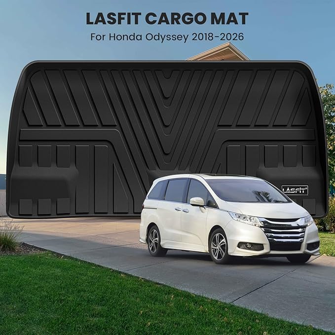 LASFIT Trunk Mat for Honda Odyssey 2026 2025 2024 2023 2022 2021 2020 2019 2018 Mini Passenger Van, All Weather TPE Cargo Mat Trunk Liner Only, Black (EX-L/Elite/Touring/Sport-L/Sport/EX/LX)