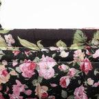 Small Storage Basket Organizer, Mini Fabric Floral Storage Baskets with Handle, Quilted Portable Collapsible Storage (L)