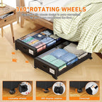 Under Bed Storage with Wheels, 4 Pack Under Bed Storage Containers with Dividers & Clear Lids, XXL 65L Under the bed storage 