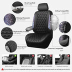 CAR PASS Bling Diamond Black Leather Car Seat Covers Full Set Interior Sets, Waterproof Shining Glitter Sparkly Crystal Armre