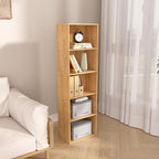 Wooden 5 Cube Storage Organizer, Oak 5 Tier Bookcase Bookshelf Freestanding Storage Display Organizer, Versatile Cubes Open S