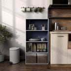Homes: Inside + Out Apexa 4-Tier Cube Storage Organizer Shelves, Stackable Wood Bookcase Fits Cubby Bins for Organization, Do