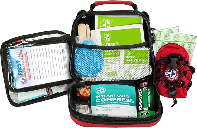 Be Smart Get Prepared 398pc Emergency First Aid Kit + BONUS Mini Kit included - Ideal for Office, Home, Car, School, Emergenc