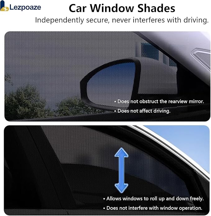 4-Pack Car Window Shades with Insect Screen, UV Blocking & Breathable Mesh, Universal Fit for 96% Cars, for Baby Kids Travel Camping, Heat Insulation & Privacy Protection