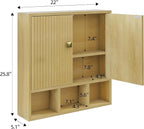 Bathroom Wall Cabinet,Wooden Medicine Cabinet with Fluted Doors Over The Toilet Storage Cabinet with Adjustable Shelf for Bat