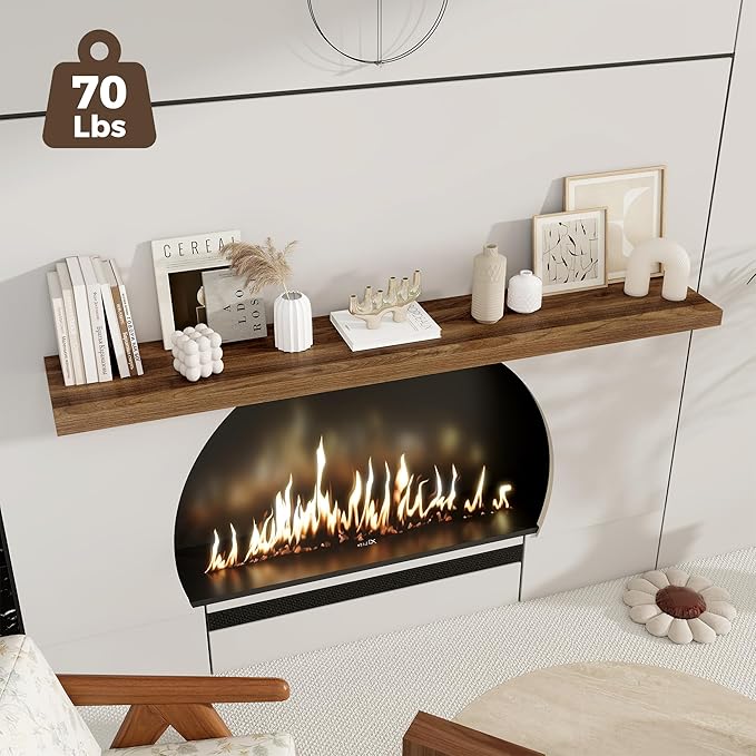 Fun Memories 12 Inch Deep Floating Shelves, 67 Inch Long Extra Large Floating Shelves Set of 2, Wood Wall Shelves for Living 