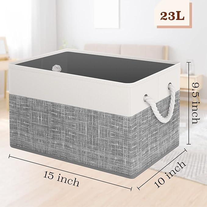 StorageTastic Storage Bin,Collapsible Storage Basket For Organizing,Large Storage Boxes With Rope Handles,Storage Containers,