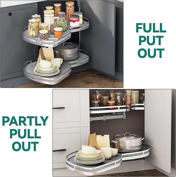 YITAHOME Blind Corner Cabinet Pull Out Organizer, Left Swing Soft-Close Swing-Out Cabinet Organizer with Adjustable Height, 2