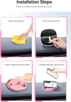 Loncaster Car Phone Holder, Car Phone Mount Silicone Car Pad Mat for Various Dashboards, Slip Free Phone Stand Compatible with iPhone, Samsung, Pink
