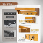 Rebee Vision Decorative Key Holder for Wall with Shelf: Farmhouse Mail Rack with 5 Sturdy Key Hooks for Home Decor, Apartment