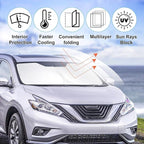 Front Windshield Sun Shade Foldable Car Front Window Sun Shade Windshield Shade Custom Fit for 2015-2024 Nissan Murano Block UV Rays Heat Keep Car Cooler