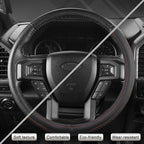 West Llama Car Steering Wheel Cover for Ford F-150, F-250, F-350, Expedition (Black +Red-Large Size)