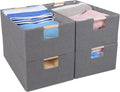 ANMINY 4PCS Storage Baskets for Organizing Collapsible Fabric Storage Bins Boxes with Wood Handles Closet Shelves Cube Organi
