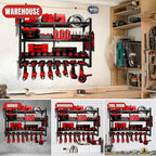 Large Power Tool Organizer Wall Mount, 4 Layer Heavy Duty 8 Cordless Drill Holder Tool Storage Rack, Load 400lbs Utility Powe