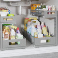 2 Pack 19IN Depth Under Sink Storage Organizer, Large 2-Tier Elegant Mesh Pull Out Shelf for Kitchen and Bathroom Cabinet Org