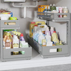 2 Pack 19IN Depth Under Sink Storage Organizer, Large 2-Tier Elegant Mesh Pull Out Shelf for Kitchen and Bathroom Cabinet Org
