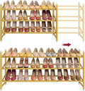 Tajsoon Expandable Shoe Rack for Closet 3 Tier, 28“-41“Adjustable & Stackable Shoe Shelf Storage, Metal Shoe Rack Organizer f