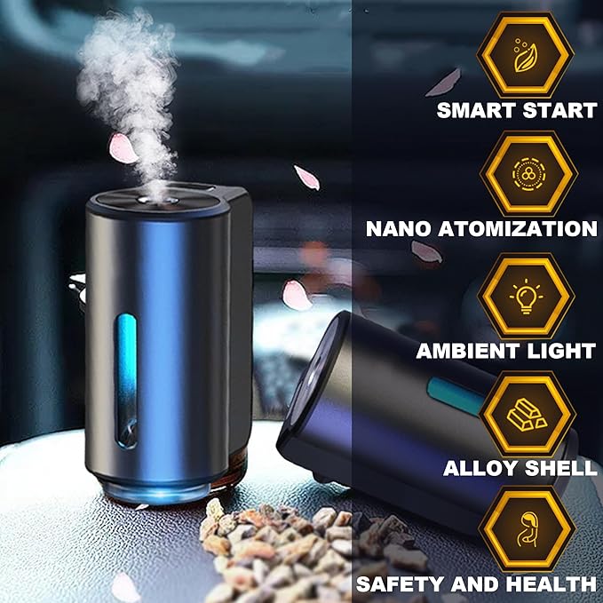 Smart Car Air Freshener, Car Air Freshener Diffuser, Rechargeable Car Aroma Diffuser, 3 Levels of Adjustable Intelligent Car 