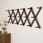 SKOLOO Hat Rack for Wall with 17 Hooks, Solid Wooden, Modern, Expandable Coat Rack Wall Mount for Coats, Hats, Bags, Baseball