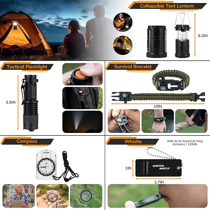 Survival Kit, 250pcs Survival Tools Tactical Gear and Trauma Bag, Survival First Aid Kit with Molle Crossbody Bag & Emergency