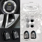 NBTEPEM 30 Pcs Bling Car Accessories Set for Women, Silver Steering Wheel Cover Set, Bling Console Cover, Seat Belt Cushion, Shift Knob Cushion, Cup Holder Coaster, Rhinestone Car Hanging Accessories