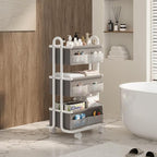 3-Tier Baby Diaper Caddy Organizer Cart, Mobile Nursery Storage Carts with Wheels, 3 Dividers & 6 Mesh Pockets Durable Metal 