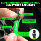 Rhino USA Adjustable Tire Deflator Kit (10-30 PSI) Ultimate Screw-on Automatic Tire Deflators for Offroad - Quick & Easy Air Down System for The Trails - Best Jeep Off Road Accessories (4-Pack) -Green