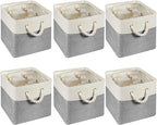 Geiserailie 6 Pcs 11 x 11 Inch Cube Storage Bins Fabric Storage Organizer Bins Foldable Cube Baskets with Sturdy Carry Handle