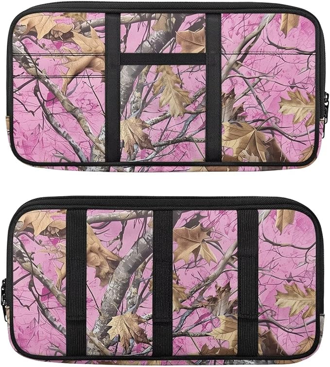 Camo Hunting Pink Car Sun Visor Organizer Personalized Car Visor Organizer with Big Zipper Pocket Card Holder Suitable for Cars SUV Keep Tidy