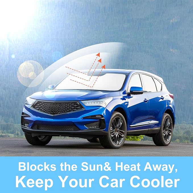 Front Windshield Sun Shade Foldable Car Front Window Sun Shade Windshield Shade Custom Fit for 2019-2025 2026 Acura RDX Block UV Rays Car Accessories Heat Keep Cooler