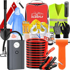 Car Roadside Emergency Kit, Vehicle Truck Safety Emergency Road Side Assistance Kits with Jumper Cables, Red