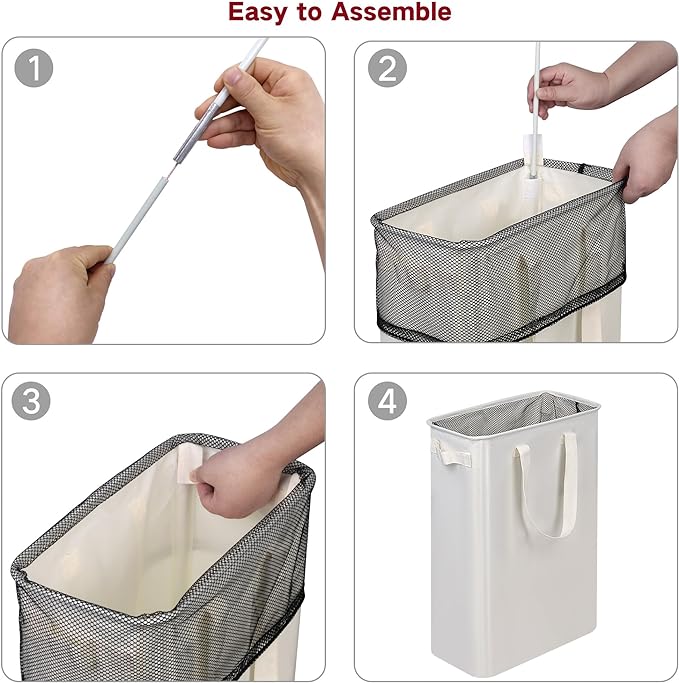 efluky Slim Laundry Basket, Narrow Laundry Hamper with Handles, Collapsible Dirty Clothes Hamper, Tall Laundry Bin for Laundr