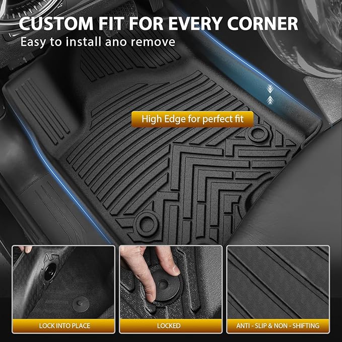 Powerty Floor Mats for 2024-2025 2026 Chevrolet Chevy Equinox EV Accessories (Non Fuel), All Weather Protection Anti-Slip and Waterproof Car Floor Liners for Equinox EV 3PCS