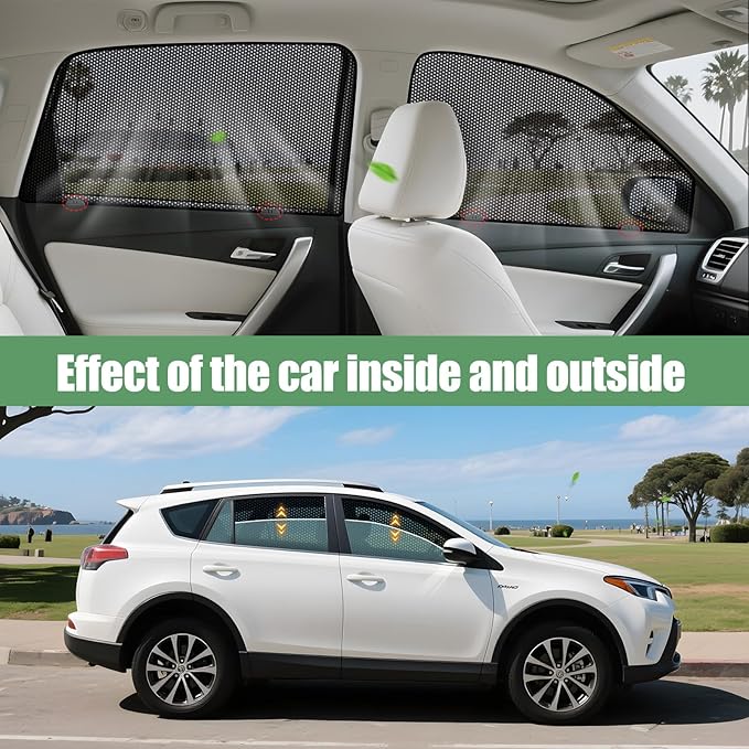 ZATOOTO Car Window Shades for Toyota RAV4 2019-2024, 4 Pack RAV4 Sun Shade Side Window, Breathable Mesh Car Window Screen for Camping Napping Baby UV Protection