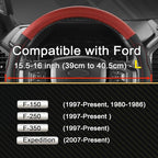West Llama Car Steering Wheel Cover for Ford F-150, F-250, F-350, Expedition with 3D Texture (Black+Red-Large Size)