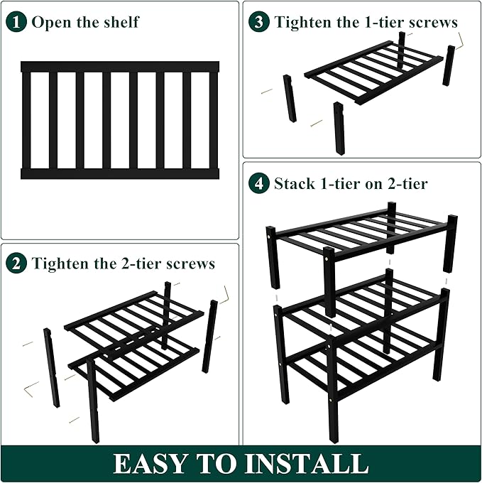 Smiry Shoe Rack, 3 Tier Small Bamboo Shoe Organizer, Stackable Free Standing Wooden Shoe Storage Shelf for Closet, Entryway, 
