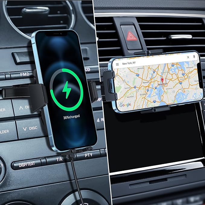 Wireless Car Charger CD Slot Phone Mount, Auto-Clamping 15W Qi Fast Charging Infrared Smart Sensor Air Vent Cell Phone Holder,Compatible with iPhone 13 Pro Max 12 11 X 8,Samsung S21 S20 S10 S9