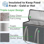 Creative Green Life XL Insulated Reusable Grocery Bags (2-Pack) - Premium Quality Cooler Bags with Hard Bottom Insert, Stands