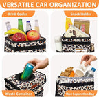 Cute Car Trash Can, Car Accessories for Women Interior Can Trash Bag Hanging Automotive Garbage Cans Leopard Pattern