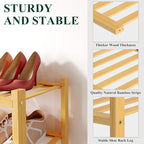 Smiry Bamboo Shoe Rack for Closet, 3 Tier Small Wooden Stackable Shoe Organizer, Free Standing Shoes Storage Shelf for Entryw